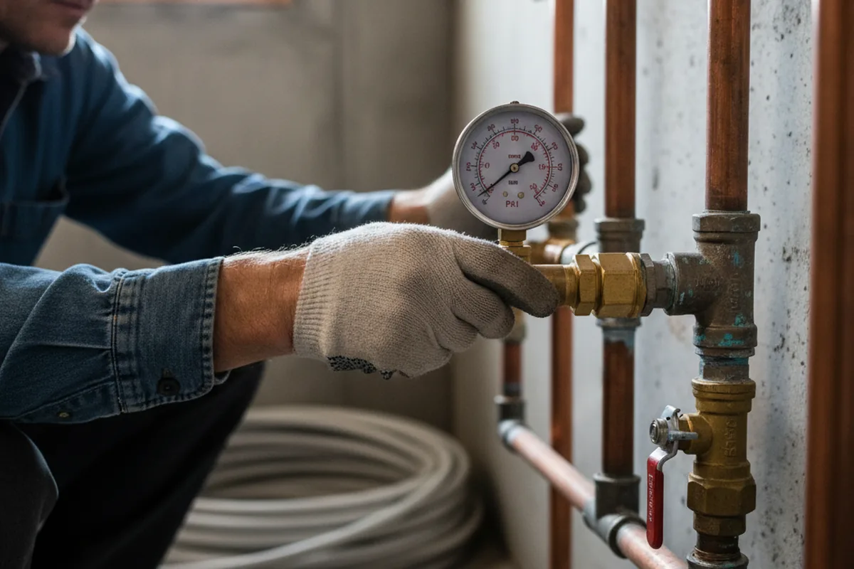 Pressure testing a repaired line during Water Line Repair in Claymont
